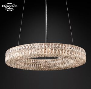 Spiridon Lustres ronds moderne rétro LED cristal Chrome pendentif luminaire pour salon salle à manger chambre lampes suspendues Lustre