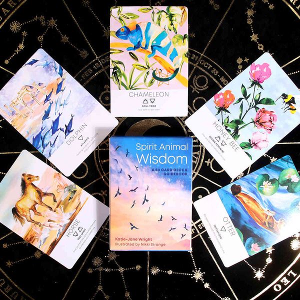 Espíritu Animal sabiduría con guía juego de cartas tablero hermosas cartas Tarot adivinación Moonología mensajes Lenormand