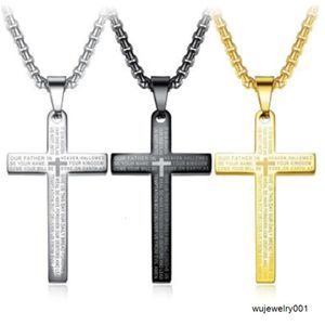 Collier avec pendentif en forme de croix pour homme, en métal spirituel, chrétien, noir, jésus, plaqué or, religieux, en acier inoxydable, bijoux pour hommes
