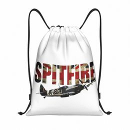 Spitfire Uni Jack UK Flag DrawString Sac pliable gymnase sportif Sackpack Supermarine Fighter Pilot JET TRACINE BACKPACKS Y8PC #