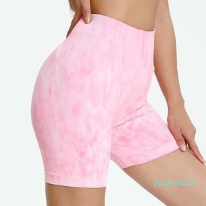 Short de yoga sans couture teint par éclaboussures Short de yoga serré taille haute pour femmes