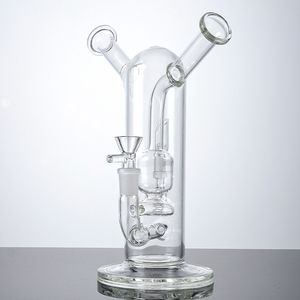 Splashguard Hookahs Doble vidrio Bong Sidecar Cuello Dab Rigs Plataforma petrolera Perc Percolador en línea Hierbas y concentrados con tazón Nail Dome WP2285