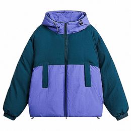 Parkas épissés hiver très chaud à capuche Top Fi décontracté manteaux amples épaissir Lg manches doudoune unisexe automne hiver nouveau 20tD #