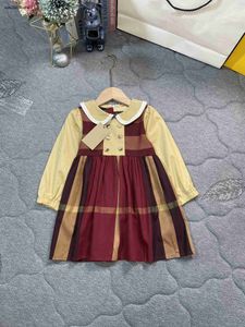 Robe design d'épissure pour fille, tissu à carreaux en pur coton, robe pour enfants, taille 90-140 CM, polo de styliste, jupe pour enfant, Oct10