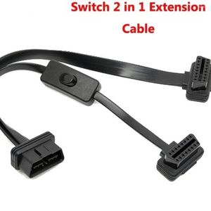 Câble d'extension séparateur 1 en 2, cordon de connecteur de Diagnostic de nouilles coudées Ultra-minces avec interrupteur