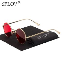 SPLOV Vintage Men Lunettes de soleil Femmes Rétro Punk Style Round Metal Cadre Colorful Lens Sun Glasses Fashion Eyewear Gafas Sol Mujer 240425