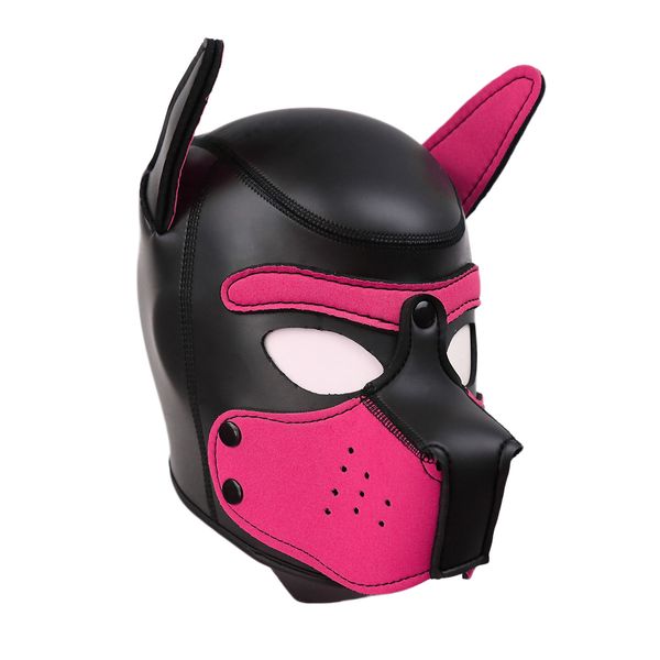 Relleno de esponja de neopreno cachorro capucha LUV Sexy Cosplay disfraz SM Bondage tocado fetiche máscaras juego de rol cabeza máscara juguetes sexuales