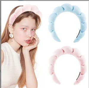 Spons hoofdband versierde hoofdband gezwollen hoofdband make -up bubble terry doek co spa retro haarbanden zachte haarbandhoofddeksels