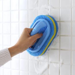 Spons vegen met handgreep reinigingsborstel badkamer tegel glazen reiniging spons verdikte ontsmetting reinigingsgereedschap