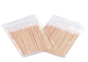 Sponzen Applicators Katoen 100 stuks Wegwerp Ultrasmall Wattenstaafje Lint Micro Borstels Houten Knoppen Wattenstaafjes Wimper Extension Lijm Re4636650