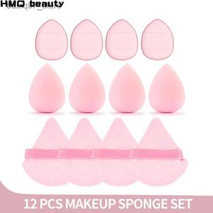 Sponzen Applicators Katoen 12 -delige make -up set Mini Finger Puff Triangle Powder Soft Beauty Foundation Cream Concealer Cosmetic Sponge Mixer Tool Q240325