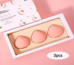 Sponzen Applicators Katoen 3pcsset Fruitvorm Make-up Spons Zacht Schattig Perzik Aardbei Cosmetische Bladerdeeg Voor Foundation Concealer2415083