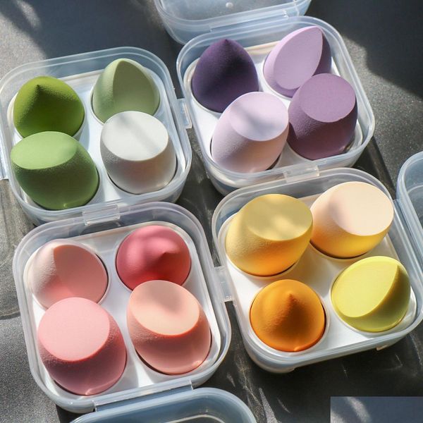 Sponges aplicadores de algodón huevos de maquillaje 4 juegos de herramienta de maquillaje esponja seca y húmeda hojaldre gota de belleza Herramientas de belleza AC DHIGJ