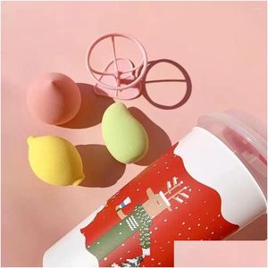 Sponzen applicators katoen make -up mango mango kerst schoonheid eier set spons kussen citroen peach colorf foundation poeder puff dames drop d ePty7