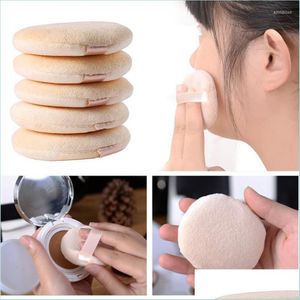 Aplicadores de esponjas Esponjas de maquillaje de algodón 5 piezas Forma redonda profesional Bb Cream Powder Puff Esponja suave Cojín de aire Loos portátiles Dh1Jp
