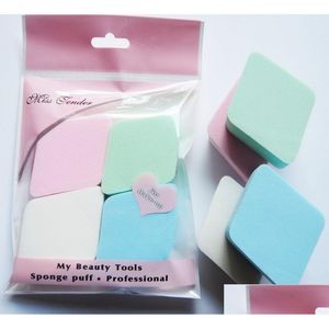 Sponzen applicators katoensoorten make -up sponzen 4pcs pakket professioneel spons puff schoonheid gereedschap nat en droog gebruik cosmetisch gebruik th dhajd