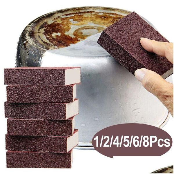 Éponges Tampons à récurer 10pcs Magic Sponge Eraser Carborundum Enlever la rouille Brosse de nettoyage Détartrage Clean Rub pour Cooktop Pot Kitch Dh2Me