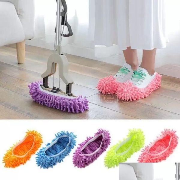 Esponjas Almohadillas para fregar Zapato de trapeador rápido Er Mtifunción Limpiador de polvo sólido Casa Baño Zapatos de piso Limpieza Trapeador Zapatilla 6 colores Fy562 Dhgq7