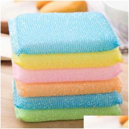 Sponzen Schuursponsjes Keuken Clean Helper Mticolor Non Stick Oil Magic Washing Dish Cleaning Sponge Cleaner Gum Drop Delivery Dhlmz