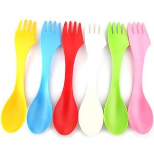 Cuchara, tenedor, cuchillo, juegos de cubiertos de plástico para viaje, utensilios para acampar, Spork Combo, Gadget, cubiertos 3 en 1, herramienta de comedor LX3305