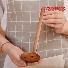 Lepels 1/2/3 stks lange handgreep houten lepel Japanse stijl houten soep voor keuken eten mengen roerende kooktafelmachinebestrijding