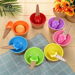 Lepels 1/2PCS Ijs Accessoires Plastic Kom Leuke Proeverij Scoop Dessert Servies Lepel