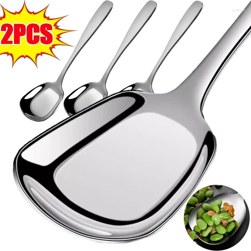Spoons 1/2PCS Large Stainless Steel Soup Home Serving Long Handle Tablespoons Cooking SpoonsTableware Kitchen Accessory