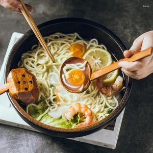 Lepels 1/2 Stuks Ramen Soep Lepel Japanse Noedels Met Gaten Houten Keuken Grote Servies Kookgerei