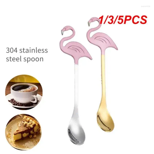 Cuillères 1/3 / 5pcs créatifs flamants flamanto cuillère en acier inoxydable gâteau gelée de métier de crème glacée scoop de thé