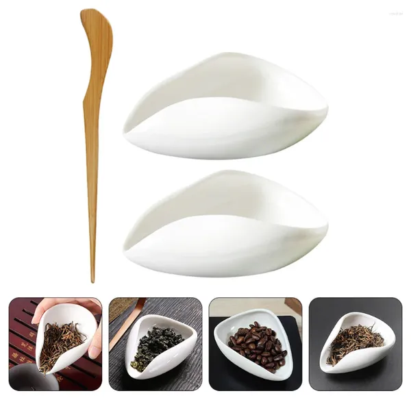 Cucharas 1 juego Recipiente de té chino Kungfu Cuchara Porcelana Scoop Teaware Accesorios para café Grano Azúcar