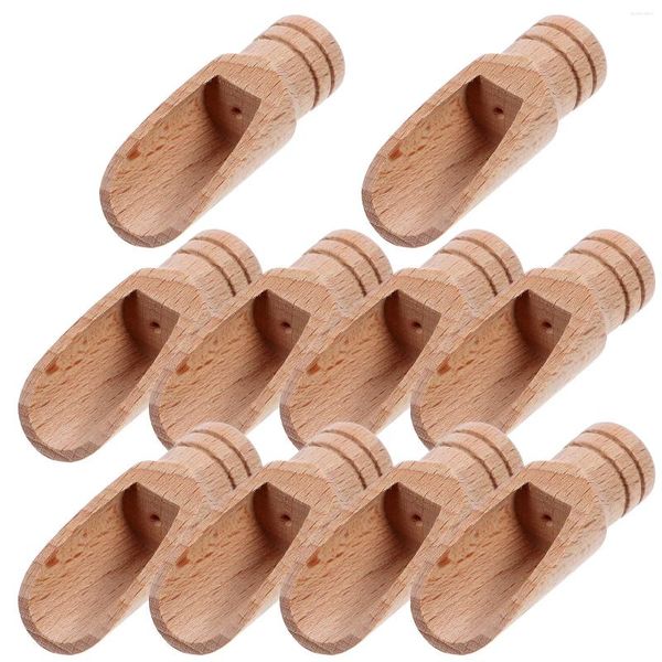 Cucharas 10 PCS Sal Baño Scoop Hojas de madera Medición Leche de madera