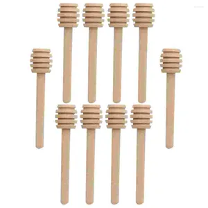 Cuillères 10 pièces bâton de miel en bois bâtons de mélange confiture tiges d'agitation conteneur agitateurs pratique Dipper