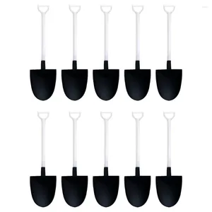 Cuillères 100 pcs Dessert cuillère en plastique noir carré de maison de ménage glacée scoop forme de banquet créatif pointu