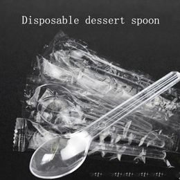 Lepels 100 pc's mini transparant plastic wegwerpbare flatsee keukengereedschap voor jelly ijs dessert schep 230302