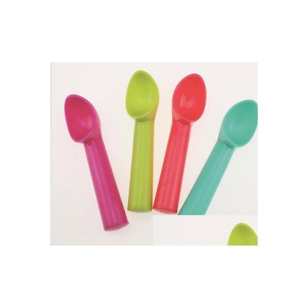 Cucharas 100 Unids 17.5X3 Cm Cuchara De Helado De Color Dulce Bola De Melón De Plástico Espesar Mango Cilíndrico Cuchara De Postre Herramienta De Cocina Drop D Dhgms