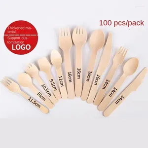 Cuillères 100pcs Grade cuillère en bois jetable Mini crème glacée fête vaisselle cuisine bois naturel Western Dessert Scoop mariage minuscule