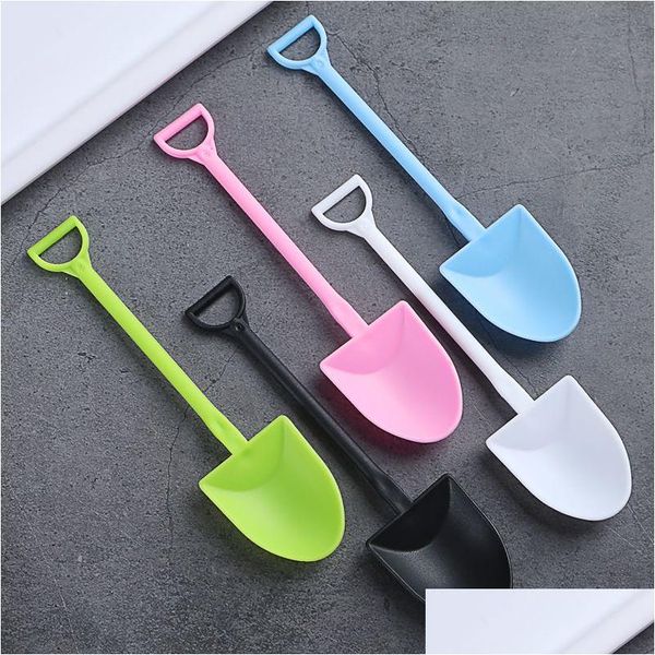 Cuillères 100 pcs/paquet en plastique jetable Mini pelle cuillère glace gâteau Scoop Dessert yaourt Sundae fromage pouding pelles Jy0584 Drop Dhsad