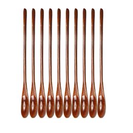 Lepels 10 stks Houten Roer Lepel Creatieve Honey Scoop Mixing Stick Servies voor het koken van thee koffie (bruin)