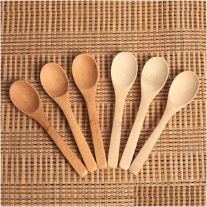 Lepels 12,8 Cm / 5 Inch Houten Lepel Ecovriendelijk Servies Bamboe Scoop Koffie Honing Thee Soep Theelepel Roerder Kookgerei Tool Jy02 Dhrkv