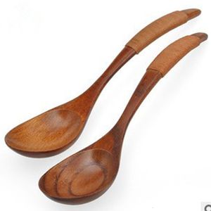 Cuillères 18 cm en bois naturel à Long manche soupe de riz cuillère de cuisson grande échelle Pot vaisselle accessoires de cuisine