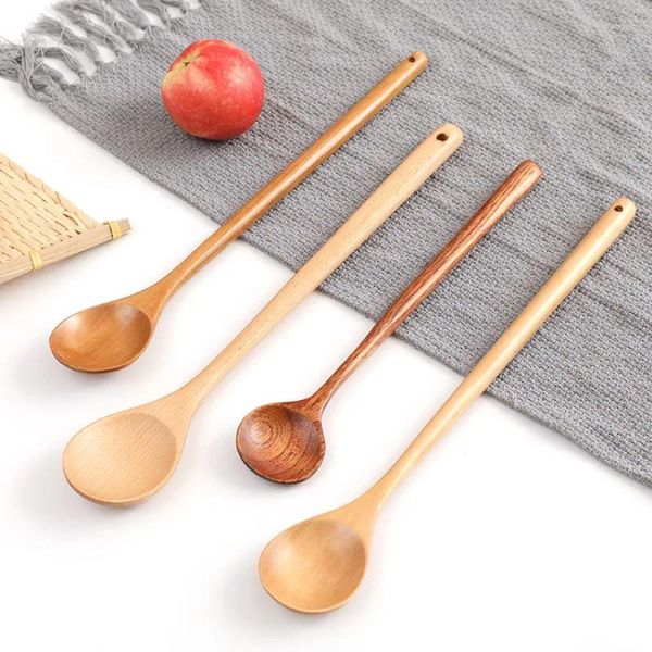 Cuillères 1PC Long manche cuillère en bois Pot miel mélange café remuant Dessert vaisselle Gadgets de cuisine