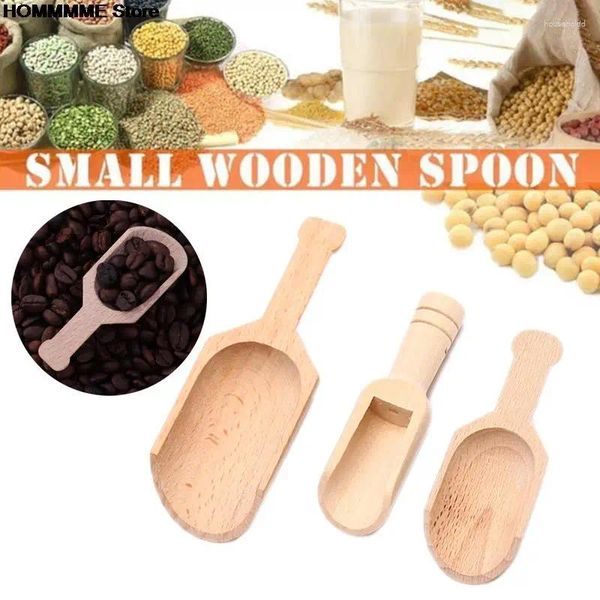 Cuillères 1PC Mini cuillères en bois cuillère à sel de bain farine de bonbons ustensiles de cuisine 3 styles