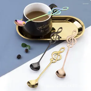 Cucharas 1pc notas musicales cuchara de café 304 acero inoxidable taza de revocación de música helado accesorios para herramientas de cocina