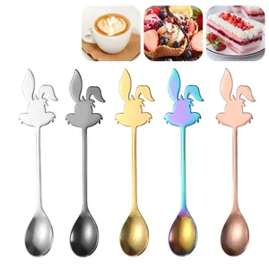 Cuillères 1pcs Cartoon cuillère 304 Coffee en acier inoxydable Honey Signring Ice Cream Dessert Kitchen