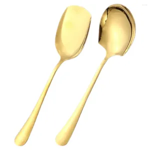 Cucharas 2 PCS Big Sopa grande Cucharada Control de porción Utensilios de servicio Cocina de acero inoxidable El