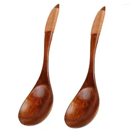 Cuillères 2 pièces Cucharas Para Sopa cuillère à café ustensiles de voyage bambou pendaison de crémaillère cadeau