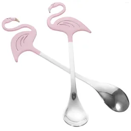 Lepels 2 stuks Dessertlepel Flamingo Roerschepjes Keuken Koffie drinken Mini Ijs 304 roestvrij staal Kind