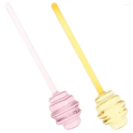 Cuillères 2 pcs Signère de miel réutilisable Sticks Sticks Bake Glass Dippers Mélanger les tiges