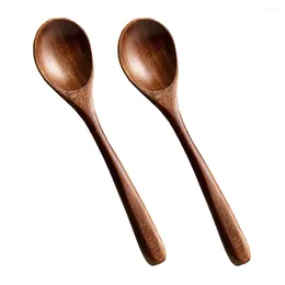 Cuillères 2 pcs petite cuillère en bois crème glacée enfants cuillères à soupe porridge restaurant manger enfant