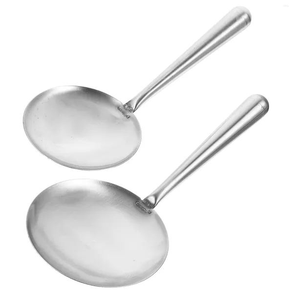 Cucharas 2 PCS Tofu Cerebro Cucharón Cocina Sopa Cuchara Metal 201 Acero inoxidable Mango corto plano Almacenamiento conveniente